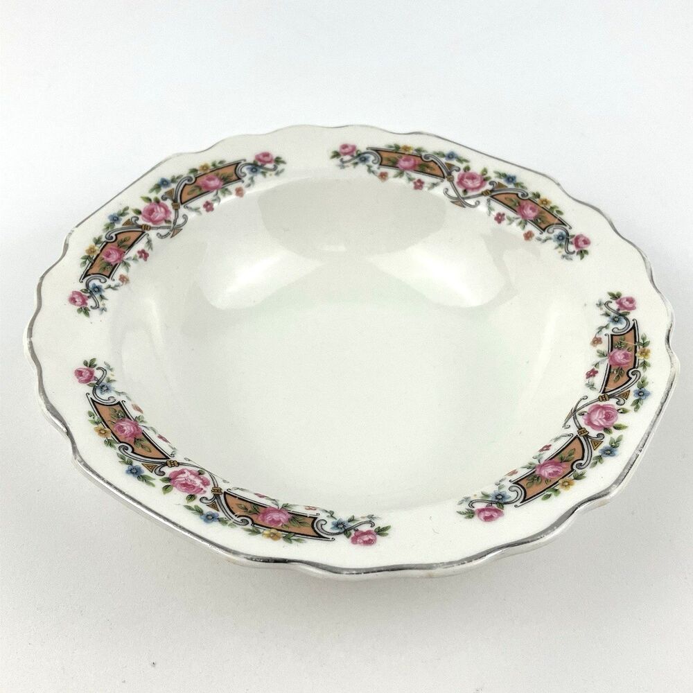 Vintage WS George Lido Dessert Bowl Flower Rim Silver Rim